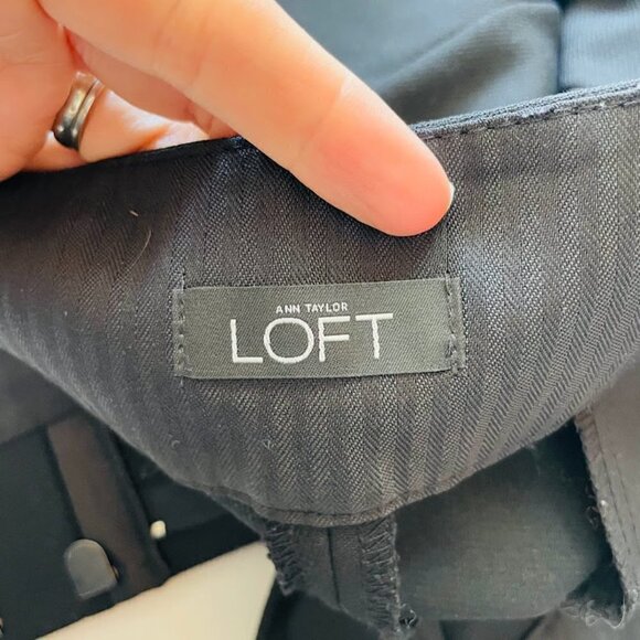 Ann Tyalor LOFT Pant Trouser Tuxedo Satin Black Marisa Ankle Zipper Evening - Picture 6 of 8